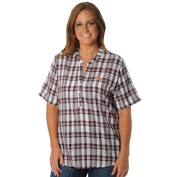 NWT Virginia Tech Hokies Women's Plus Size 2X Plaid Top NCAA College Football - Picture 1 of 8